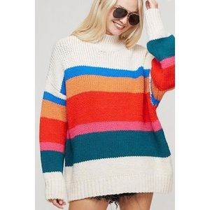 Color Block Turtle Neck Sweater